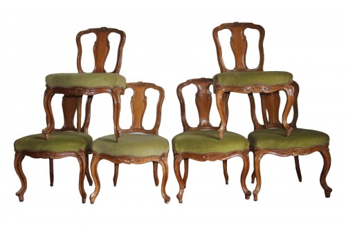 Suite de six chaises, Turin Italie vers 1745