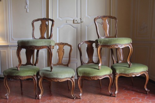 Suite de six chaises, Turin Italie vers 1745 - Didascalies