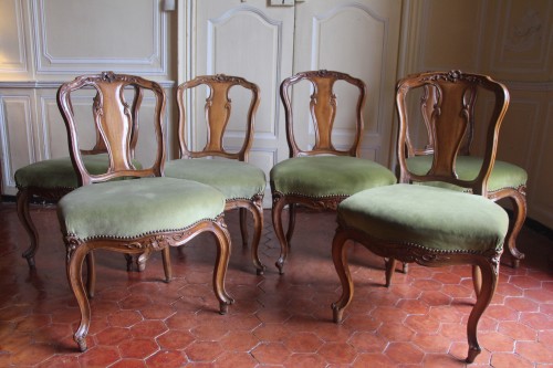 XVIIIe siècle - Suite de six chaises, Turin Italie vers 1745