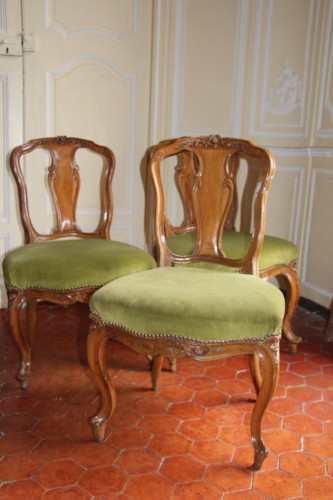 Louis XV - Suite de six chaises, Turin Italie vers 1745