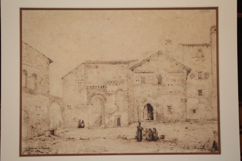 Tableaux et dessins Tableaux XIXe siècle - François Marius Granet (1775-1849) - Place animée à Tivoli,1814