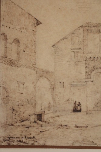XIXe siècle - François Marius Granet (1775-1849) - Place animée à Tivoli,1814