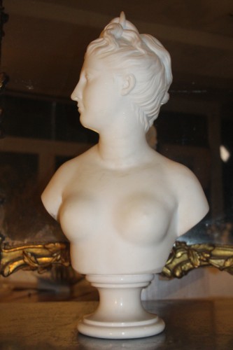 Buste en marbre de Diane Chasseresse d'après Houdon, XIXe - Didascalies