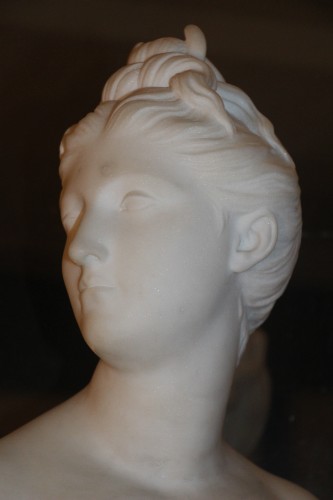 XIXe siècle - Buste en marbre de Diane Chasseresse d'après Houdon, XIXe