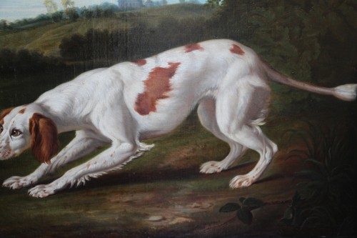 Chien à l'arrêt - Première moitié du XVIIIe, école de jean-Baptiste Oudry - Régence