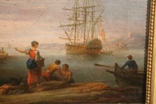 Scène de port imaginaire, école de Lacroix de Marseille, XVIIIe - Louis XVI