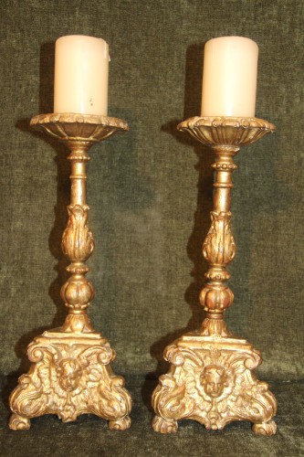 Paire de pique-cierges d'époque Louis XIV - Luminaires Style Louis XIV
