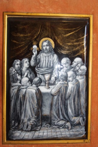 Art sacré, objets religieux  - Paire d'émaux religieux, Limoges XVIIIe siècle