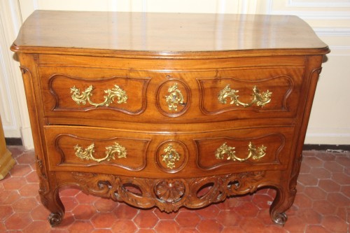 Mobilier Commode - Commode provençale en noyer massif, Aix-en-Provence époque Louis XV