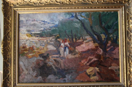 Antiquités - Paysage provençal animé de personnages - Jean Roque (1880-1925)