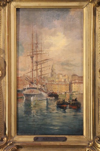 Port de Marseille - Louis Nattero (1870-1915) - Tableaux et dessins Style Art nouveau