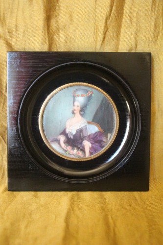 Portrait de la princesse de Lamballe d'après A-F Callet, miniature sur ivoire, XIXe. - Objets de Vitrine Style Restauration - Charles X