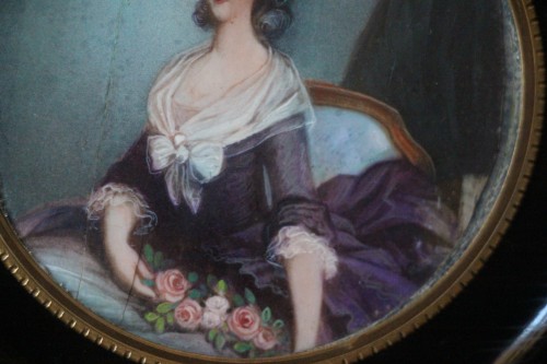Portrait de la princesse de Lamballe d'après A-F Callet, miniature sur ivoire, XIXe. - Didascalies