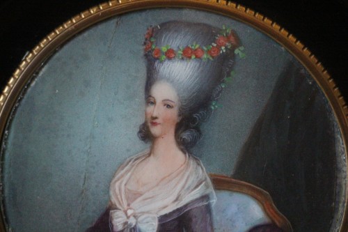 XIXe siècle - Portrait de la princesse de Lamballe d'après A-F Callet, miniature sur ivoire, XIXe.