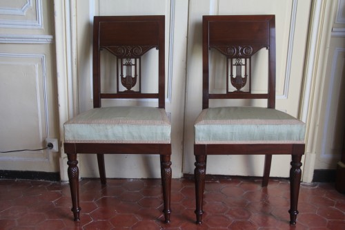 Paire de chaises en acajou attribuée à Georges Jacob, provenance Marquis de Mornay - Sièges Style Empire