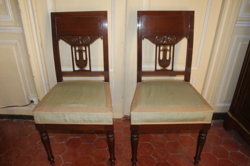 Sièges Chaise - Paire de chaises en acajou attribuée à Georges Jacob, provenance Marquis de Mornay