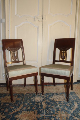Paire de chaises en acajou attribuée à Georges Jacob, provenance Marquis de Mornay - Empire