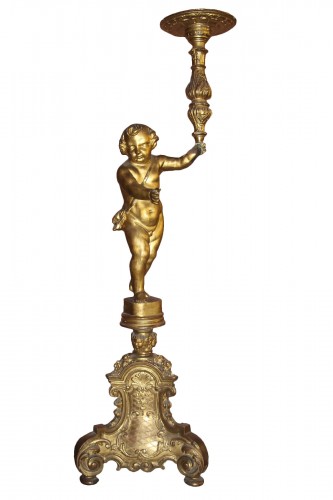 Gilded wood torch holder, Provence french Regence period
