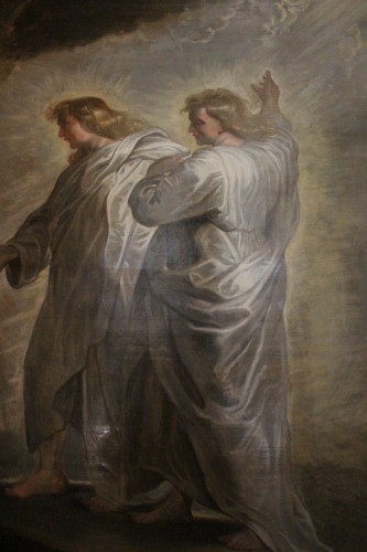 Antiquités - L'arrivée des femmes au tombeau, école de Rubens XVIIe siècle