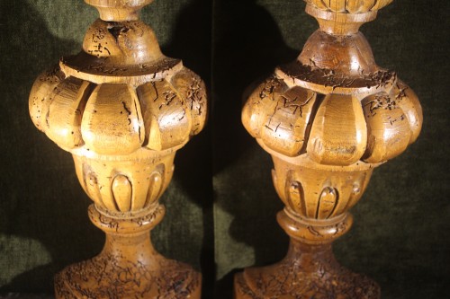17th century - Pair of Louis XIV linden fire pots