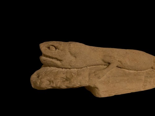 Fragment in sandstone, part of a door frame - Italy (Lucca?) 13th century - Middle age