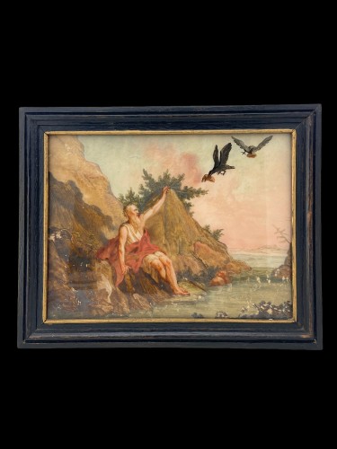 Religious Antiques  - Two paintings on glass (verre églomisé)-XVII/XVIII-The history of Elijah