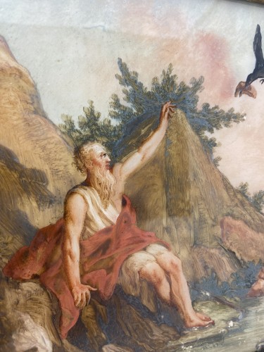 Two paintings on glass (verre églomisé)-XVII/XVIII-The history of Elijah - 