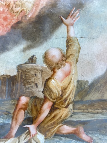  - Two paintings on glass (verre églomisé)-XVII/XVIII-The history of Elijah