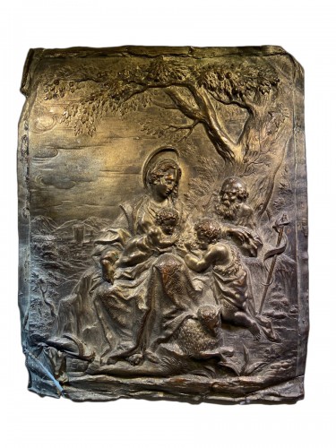 La Nativité, plaque en relief en bronze doré - Augsburg Allemagne XVIIe siècle