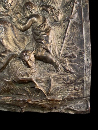 Antiquités - The Nativity, 17th Century gilt bronze relief- - Augsburg ,Germany