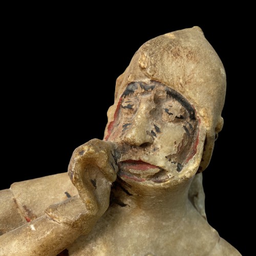 Sleeping soldier from a resurrection scene Alabaster Nottingham  15th century - Religious Antiques Style Middle age