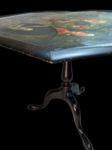 Furniture  - Folding table 18th Century Folk Art  (Diogenes &amp; Alexander the Great)