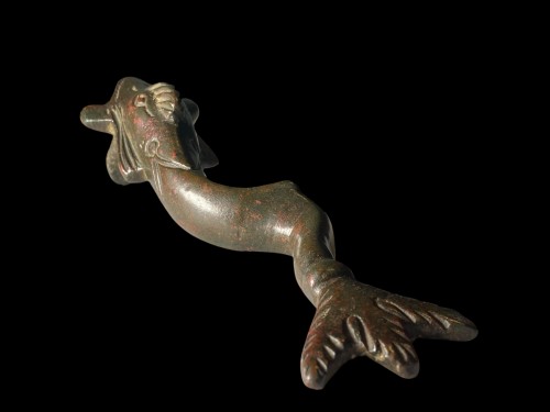 Bronze Door knocker in the shape of a dolphin - antique roman period - Ancient Art Style 