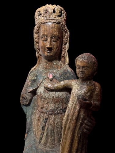 Middle age - Crowned Madonna with Child - île de France ca. 1340/1360
