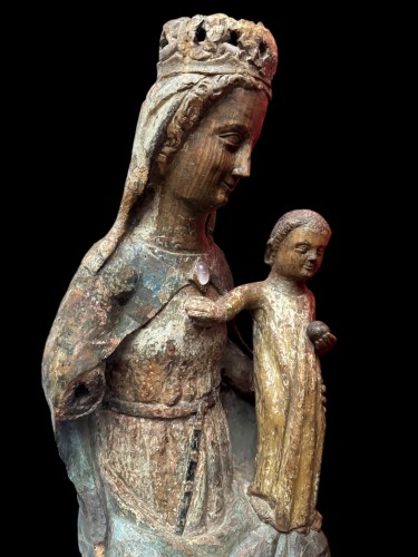 Antiquités - Crowned Madonna with Child - île de France ca. 1340/1360
