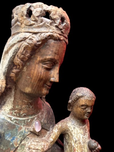 Antiquités - Crowned Madonna with Child - île de France ca. 1340/1360