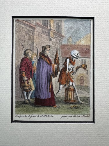 Danse macabre (1780), 9 gravures aquarellées par Christian von Mechel - Gravures et livres anciens Style 
