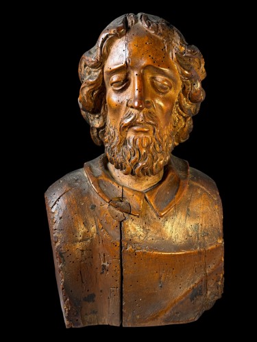 Buste en bois représentant un apôtre, Europe occidentale XVIe siècle - Art sacré, objets religieux Style Renaissance