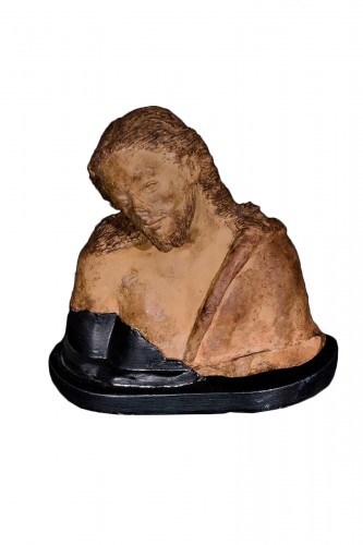 Petit buste de Christ en terre cuite - XVIIe siècle