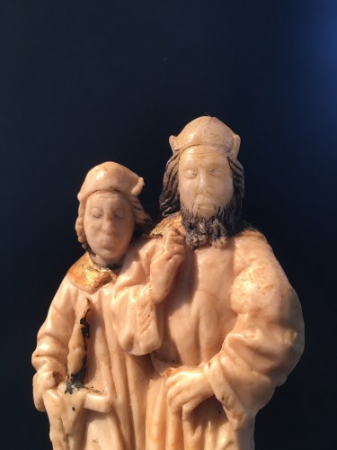Sculpture Sculpture en pierre - Deux petites figures en albâtre (Cosmas & Damianus)