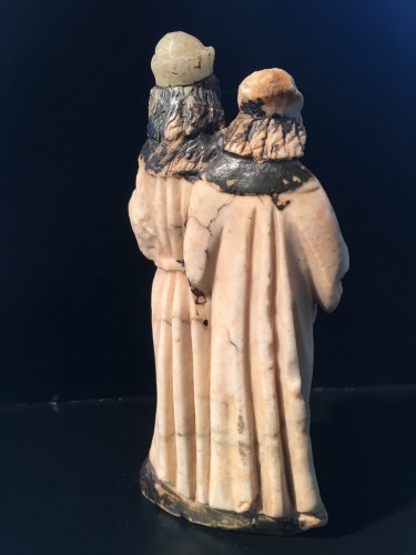 Antiquités - Deux petites figures en albâtre (Cosmas & Damianus)