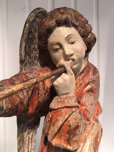 Art sacré, objets religieux  - Ange musicien jouant de la trompette - 1460/1470 Bruges ou Gand