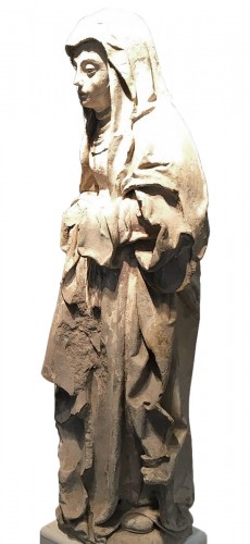 Sainte Brigitte sculpture en pierre calcaire - circa 1530 - probablement d'Allemagne