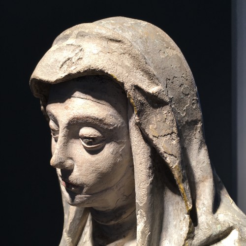 Sainte Brigitte limestone sculpture - circa 1530 - probably from Germany - Sculpture Style Middle age