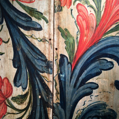 <= 16th century - A panel painted with flowers - circa 1600 - France