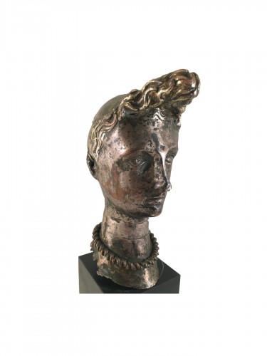 A silver-plated head of "Riquet with the Tuft" - ca. 1750 - France 