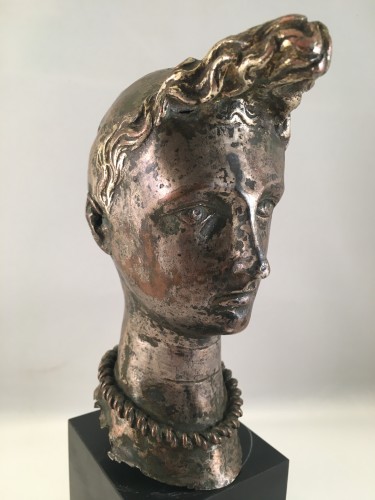 Tête de "Riquet à la houppe" argentée - France vers 1750 - Objets de Curiosité Style 