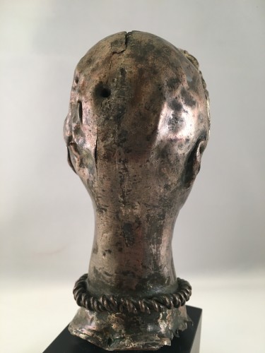 Antiquités - Tête de "Riquet à la houppe" argentée - France vers 1750