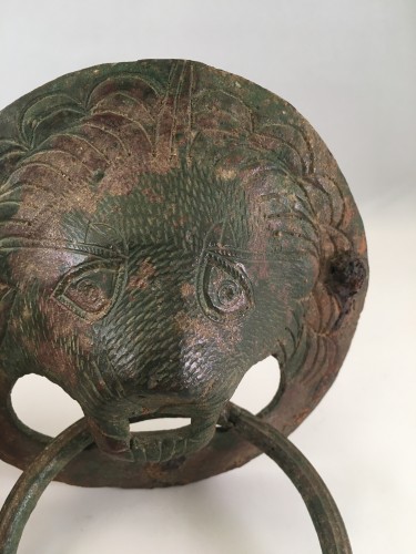 Ancient Art  - Roman Lion Head Attachment in Bronze, 2nd-3rd Century AD