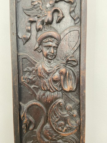 A richly decorated wooden lock plate - Renaissance - XVII - Flanders - 